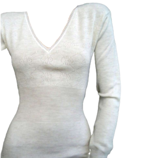 Women's underwear shirt, wool blend, long sleeves, v-neck Gicipi 155 